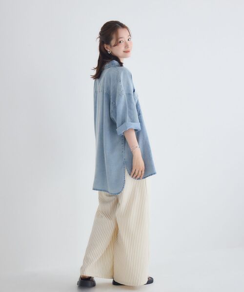 RETRO GIRL（レトロガール）の「ライトオンス半袖シャツ【セットアップ対応】（シャツ/ブラウス・レディース・ライトブルー/ブラック/ブルー・FREE）」の16枚目の写真