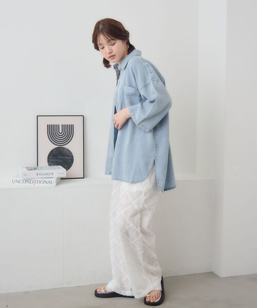 RETRO GIRL（レトロガール）の「ライトオンス半袖シャツ【セットアップ対応】（シャツ/ブラウス・レディース・ライトブルー/ブラック/ブルー・FREE）」の19枚目の写真