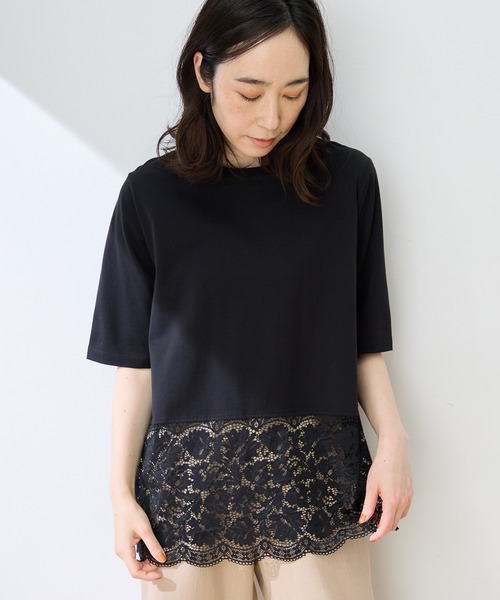 DECOY SINCE 1981（デコイシンスイチキュウハチイチ）の「裾レースチュニックTシャツ（Tシャツ/カットソー・レディース・ホワイト/ブラック・M/L）」の17枚目の写真