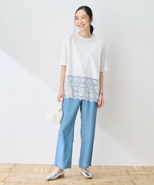 DECOY SINCE 1981（デコイシンスイチキュウハチイチ）の「裾レースチュニックTシャツ（Tシャツ/カットソー・レディース・ホワイト/ブラック・M/L）」の20枚目の写真