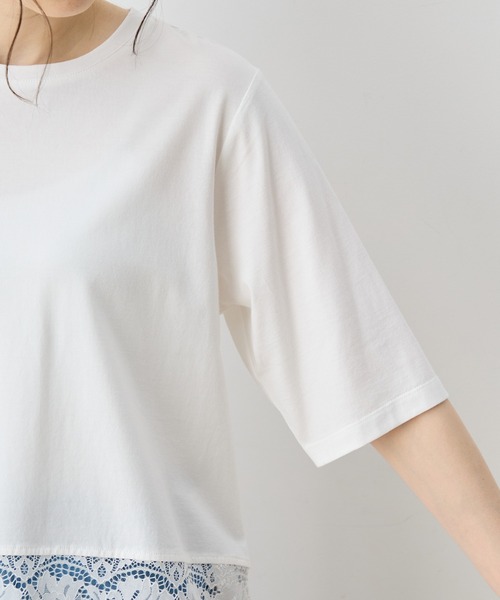 DECOY SINCE 1981（デコイシンスイチキュウハチイチ）の「裾レースチュニックTシャツ（Tシャツ/カットソー・レディース・ホワイト/ブラック・M/L）」の5枚目の写真