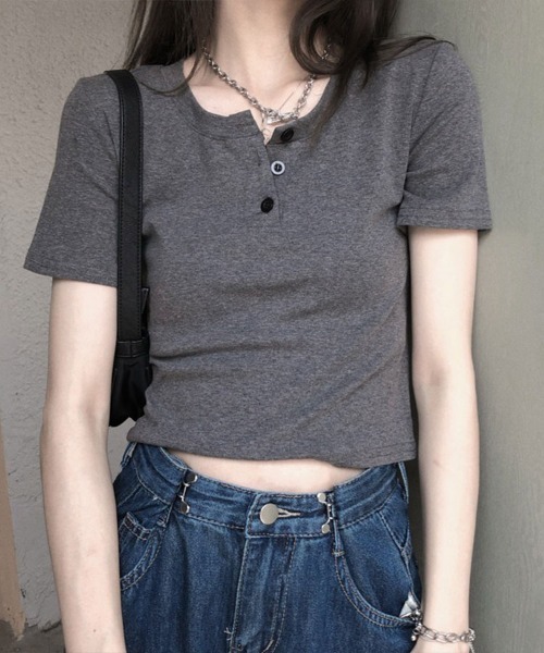 Flugge（フラッジー）の「前ボタンハーフスリーブトップス（Tシャツ/カットソー・レディース・グレー・MEDIUM/LARGE）」の10枚目の写真