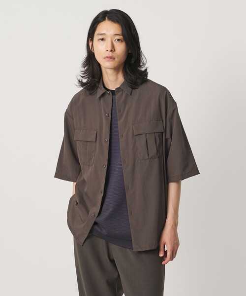 UNITED ARROWS(ユナイテッドアローズ)の「DotAir ドットエア ミリタリー ショートスリーブ シャツ 吸水速乾 タテストレッチ(シャツ/ブラウス・メンズ・ブラック/ダークブラウン・S/M/L/XL)」の1枚目の写真