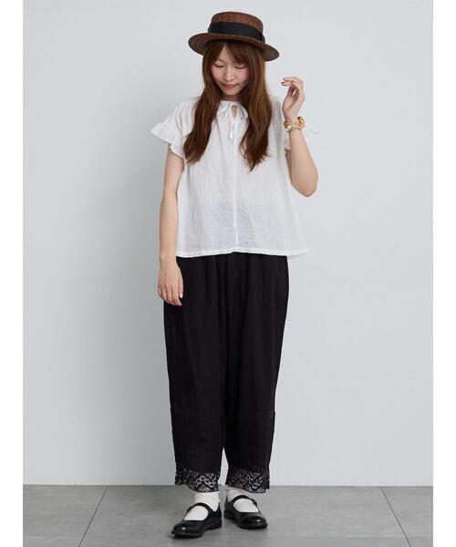 TSUHARU by Samansa Mos2（ツハルバイサマンサモスモス）の「リバーレース裾ピンタックペチパンツ（その他パンツ・レディース・ホワイト/ブラック・F）」の15枚目の写真