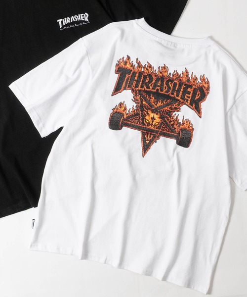 セール】【at】〔THRASHER/スラッシャー〕3Dファブリック ロゴプリント