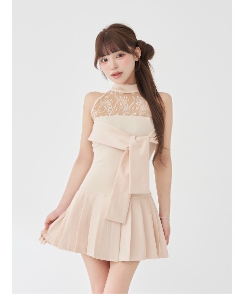 レースアメスリプリーツミニワンピース（ワンピース）｜Darich