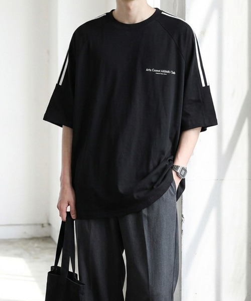 KELVIN(ケルヴァン)の「Athletic Line Tee アスレチックラインTシャツ(Tシャツ/カットソー・メンズ・ブラック/ワインレッド/ホワイト・FREE)」の1枚目の写真