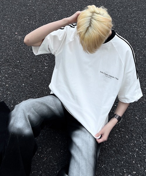 KELVIN(ケルヴァン)の「Athletic Line Tee アスレチックラインTシャツ(Tシャツ/カットソー・メンズ・ブラック/ワインレッド/ホワイト・FREE)」の5枚目の写真