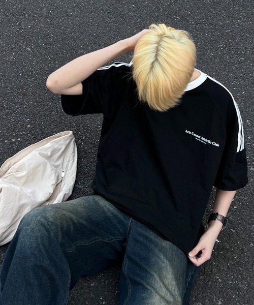KELVIN(ケルヴァン)の「Athletic Line Tee アスレチックラインTシャツ(Tシャツ/カットソー・メンズ・ブラック/ワインレッド/ホワイト・FREE)」の8枚目の写真