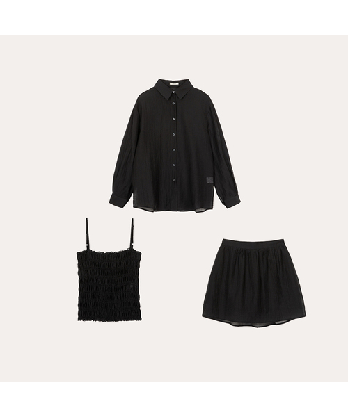 MERRYON（メリオン）の「ディフニレイヤードセット_3PCS（シャツ/ブラウス・レディース・ベビーピンク/ブラック・FREE）」の2枚目の写真