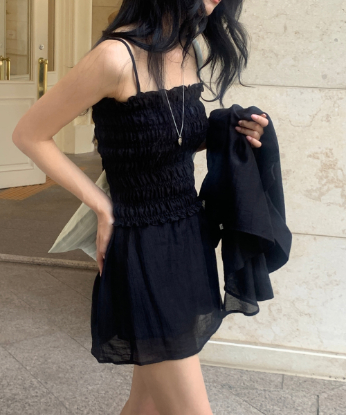 MERRYON（メリオン）の「ディフニレイヤードセット_3PCS（シャツ/ブラウス・レディース・ベビーピンク/ブラック・FREE）」の3枚目の写真