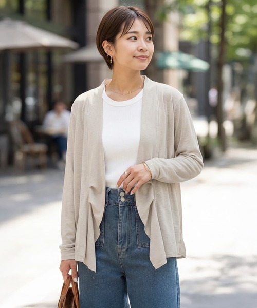 STYLE DELI(スタイルデリ)の「【selection】さらさら超え背面シフォンカーディガン(カーディガン/ボレロ・レディース・ライトグレー/ブラック/ライトベージュ・FREE)」の1枚目の写真