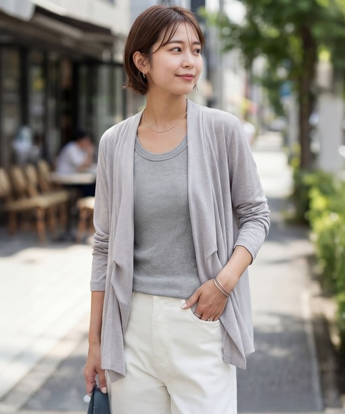 STYLE DELI(スタイルデリ)の「【selection】さらさら超え背面シフォンカーディガン(カーディガン/ボレロ・レディース・ライトグレー/ブラック/ライトベージュ・FREE)」の3枚目の写真