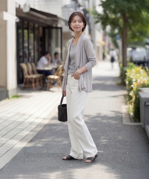 STYLE DELI(スタイルデリ)の「【selection】さらさら超え背面シフォンカーディガン(カーディガン/ボレロ・レディース・ライトグレー/ブラック/ライトベージュ・FREE)」の4枚目の写真