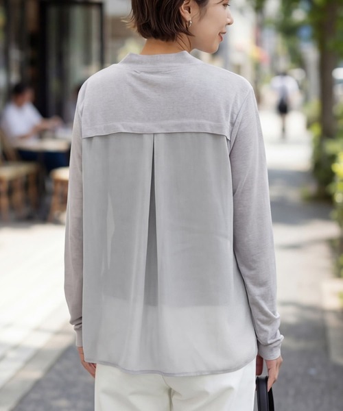STYLE DELI(スタイルデリ)の「【selection】さらさら超え背面シフォンカーディガン(カーディガン/ボレロ・レディース・ライトグレー/ブラック/ライトベージュ・FREE)」の6枚目の写真