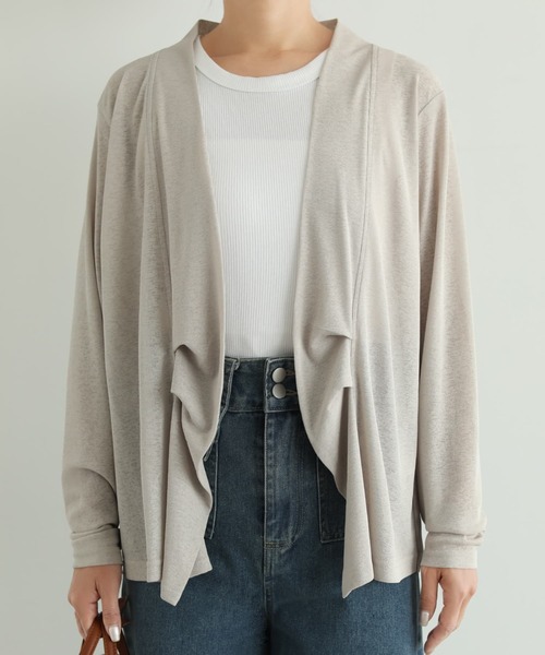 STYLE DELI(スタイルデリ)の「【selection】さらさら超え背面シフォンカーディガン(カーディガン/ボレロ・レディース・ライトグレー/ブラック/ライトベージュ・FREE)」の16枚目の写真
