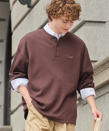 HECT（ヘクト）の「【HECT】Logo Embroidery Drawcord Henley Thermal L S Tee   ロゴ刺繍 ドローコード ヘンリーネック サーマル長袖Tシャツ<抗菌防臭>（Tシャツ/カットソー）」
