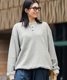 HECT（ヘクト）の「【HECT】Logo Embroidery Drawcord Henley Thermal L S Tee   ロゴ刺繍 ドローコード ヘンリーネック サーマル長袖Tシャツ<抗菌防臭>（Tシャツ/カットソー）」