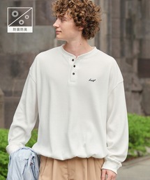 HECT（ヘクト）の「【HECT】Logo Embroidery Drawcord Henley Thermal L S Tee   ロゴ刺繍 ドローコード ヘンリーネック サーマル長袖Tシャツ<抗菌防臭>（Tシャツ/カットソー）」