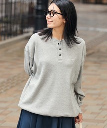 HECT（ヘクト）の「【HECT】Logo Embroidery Drawcord Henley Thermal L S Tee   ロゴ刺繍 ドローコード ヘンリーネック サーマル長袖Tシャツ<抗菌防臭>（Tシャツ/カットソー）」