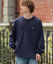 HECT（ヘクト）の「【HECT】Logo Embroidery Drawcord Henley Thermal L S Tee   ロゴ刺繍 ドローコード ヘンリーネック サーマル長袖Tシャツ<抗菌防臭>（Tシャツ/カットソー）」