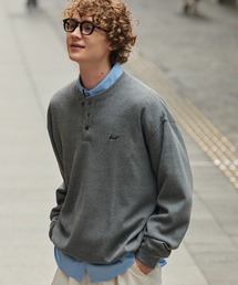 HECT（ヘクト）の「【HECT】Logo Embroidery Drawcord Henley Thermal L S Tee   ロゴ刺繍 ドローコード ヘンリーネック サーマル長袖Tシャツ<抗菌防臭>（Tシャツ/カットソー）」