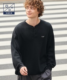 HECT（ヘクト）の「【HECT】Logo Embroidery Drawcord Henley Thermal L S Tee   ロゴ刺繍 ドローコード ヘンリーネック サーマル長袖Tシャツ<抗菌防臭>（Tシャツ/カットソー）」