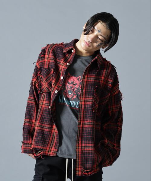 DANKE SCHON(ダンケシェーン)の「【WEB&DEPOT限定】DankeSchon/ダンケシェーン/FLANNEL DAMAGE SHIRTS(シャツ/ブラウス・メンズ・ブラック/ベージュ/グレー/レッド・M/L)」の4枚目の写真