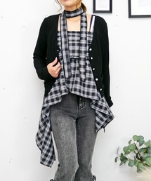 FUN（ファン）の「チェックアシメキャミ（キャミソール）」