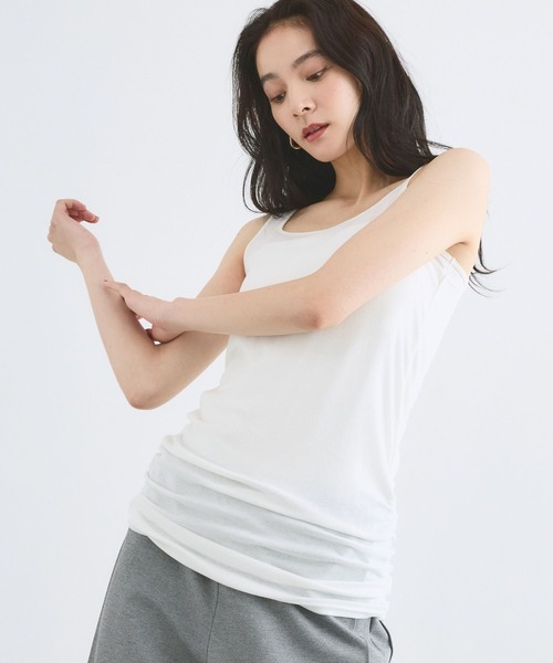 BARNYARDSTORM(バンヤードストーム)の「BARNYARDSTORM / シアーギャザータンクトップ(タンクトップ・レディース・ホワイト/ブラック/ベージュ・FREE)」の18枚目の写真