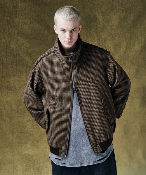 glamb(グラム)の「Damage Houndstooth Jacket / ダメージハウンドトゥースジャケット(ブルゾン・メンズ・ブラック/ブラウン・L/S/M)」の6枚目の写真