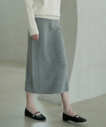 Merino Wool 100% Knit Skirt (gray)