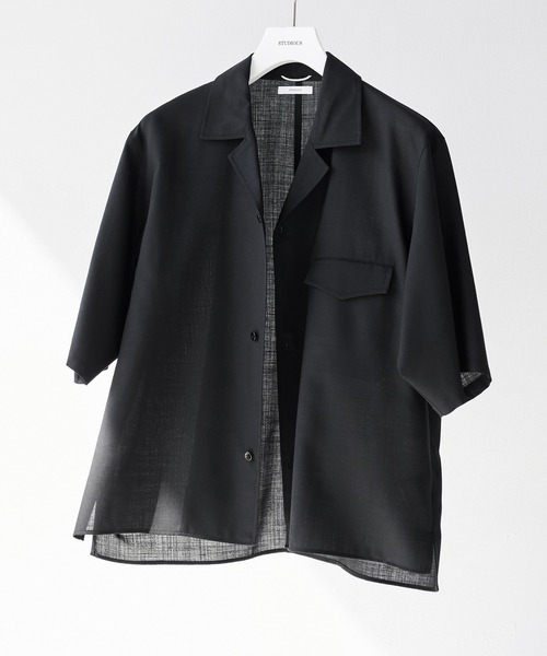 STUDIOUS(ステュディオス)の「【STUDIOUS】Extra Wool Open Shirts(シャツ/ブラウス・メンズ・チェック/グレイッシュベージュ/ブラック・2/1)」の2枚目の写真