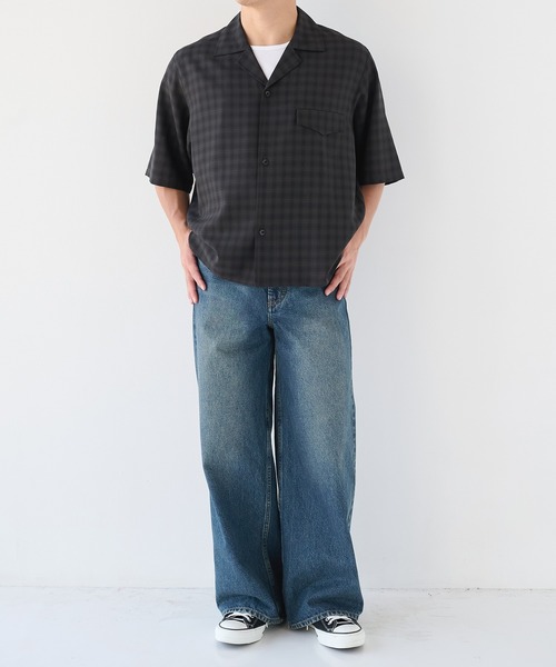 STUDIOUS(ステュディオス)の「【STUDIOUS】Extra Wool Open Shirts(シャツ/ブラウス・メンズ・チェック/グレイッシュベージュ/ブラック・2/1)」の5枚目の写真