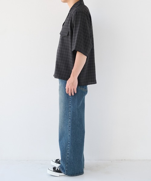 STUDIOUS(ステュディオス)の「【STUDIOUS】Extra Wool Open Shirts(シャツ/ブラウス・メンズ・チェック/グレイッシュベージュ/ブラック・2/1)」の6枚目の写真