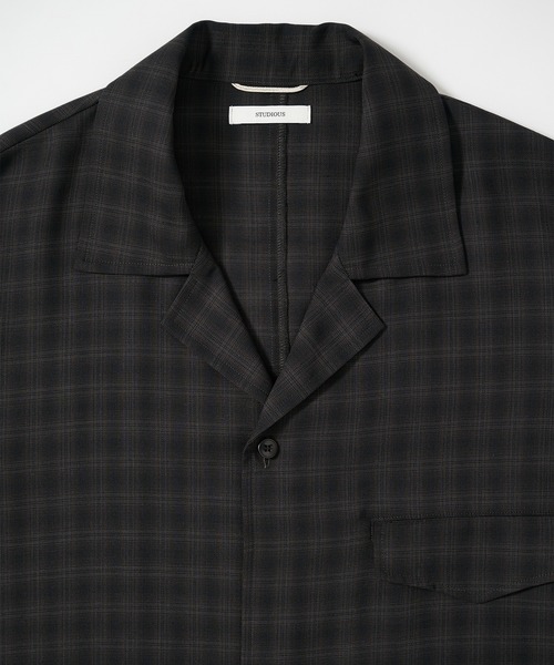 STUDIOUS(ステュディオス)の「【STUDIOUS】Extra Wool Open Shirts(シャツ/ブラウス・メンズ・チェック/グレイッシュベージュ/ブラック・2/1)」の9枚目の写真