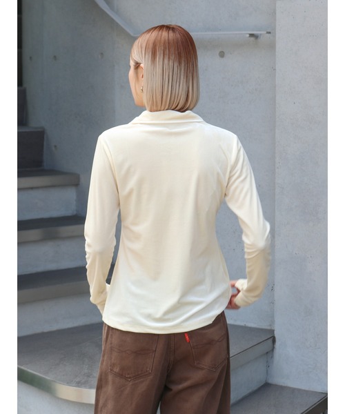 Ungrid（アングリッド）の「フィットベロアシャツ（シャツ/ブラウス・レディース・アイボリー/ブラウン・FREE）」の20枚目の写真