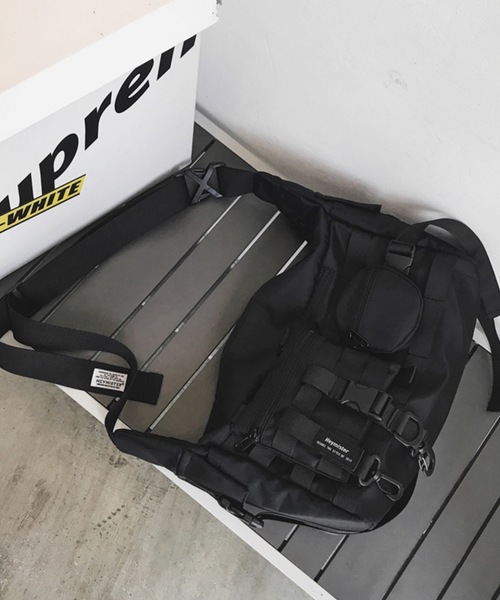 ampm(エーエムピーエム)の「韓国メンズ ストリート マルチポケット メッセンジャーバッグ ボディバッグ(メッセンジャーバッグ・メンズ・ブラック・FREE)」の14枚目の写真