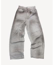 THUMB（ダム）の「Dust Damage Wide White jean（デニムパンツ）」