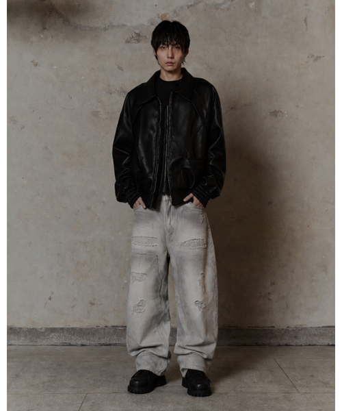 THUMB(ダム)の「ダストダメージワイドホワイトデニム(デニムパンツ・メンズ・その他・0/1/2/3)」の4枚目の写真