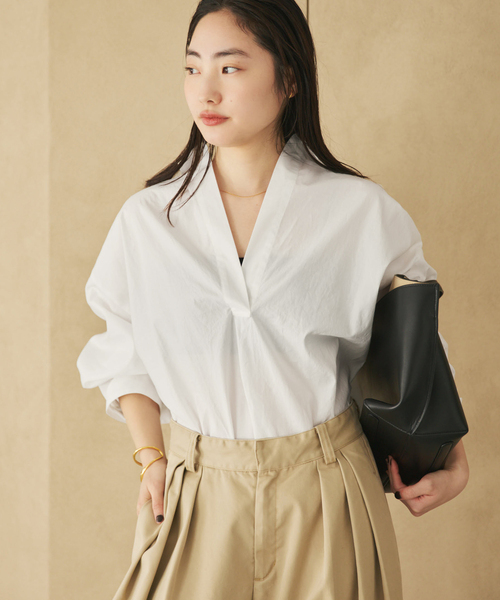 plage（プラージュ）の「《追加》R’IAM フォルムスキッパーシャツ 2（シャツ/ブラウス・レディース・ホワイト/バーガンディー/ベージュ系その他・FREE）」の6枚目の写真