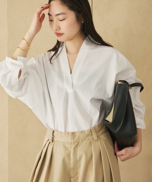 plage（プラージュ）の「《追加》R’IAM フォルムスキッパーシャツ 2（シャツ/ブラウス・レディース・ホワイト/バーガンディー/ベージュ系その他・FREE）」の7枚目の写真