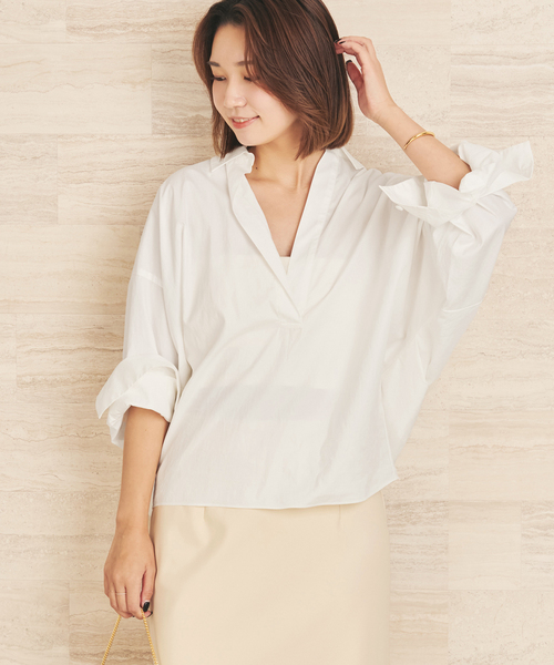 plage（プラージュ）の「《追加》R’IAM フォルムスキッパーシャツ 2（シャツ/ブラウス・レディース・ホワイト/バーガンディー/ベージュ系その他・FREE）」の14枚目の写真
