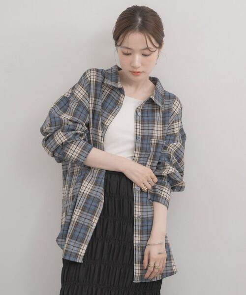 RETRO GIRL(レトロガール)の「アソートチェックオーバーシャツ(シャツ/ブラウス・レディース・ブラック/ブラウン/ブルー・FREE)」の6枚目の写真