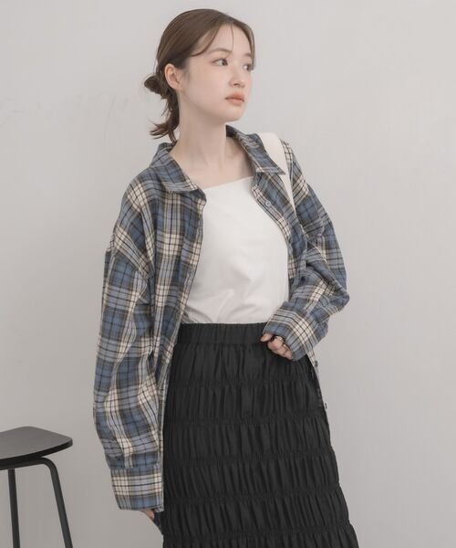 RETRO GIRL(レトロガール)の「アソートチェックオーバーシャツ(シャツ/ブラウス・レディース・ブラック/ブラウン/ブルー・FREE)」の15枚目の写真