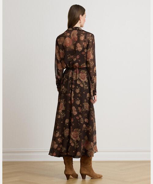 LAUREN RALPH LAUREN(ローレン ラルフ ローレン)の「フローラル シフォン シャツドレス(シャツワンピース・レディース・ブラウン・00/10/8/6/4/0/2)」の7枚目の写真