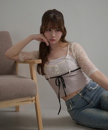 *M DOLLY original* Lace ribbon dorothy tops / レースリボンドロシートップス