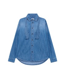 MSGM（エムエスジーエム）の「シャンブレーデニム ボウタイシャツ（シャツ/ブラウス）」