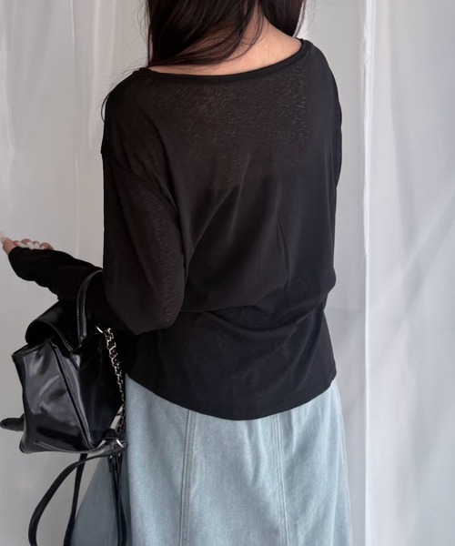 merrylatte(メリーラテ)の「2WAY ツイスト シアーカーディガン UVカット 薄手 長袖 トップス(カーディガン/ボレロ・レディース・ホワイト/ブラック・FREE)」の15枚目の写真