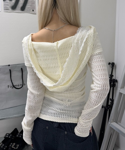 Figments(フィグメンツ)の「ロゴデザインフーディー(Tシャツ/カットソー・レディース・ブラック/ホワイト・FREE)」の9枚目の写真